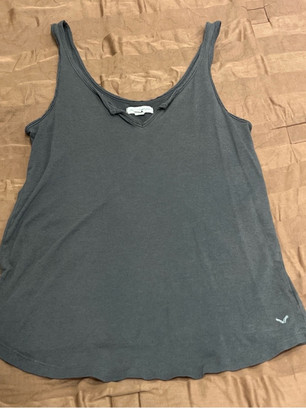 American Eagle Outfitters Washed Charcoal V-Neck Tank - Dark Gray